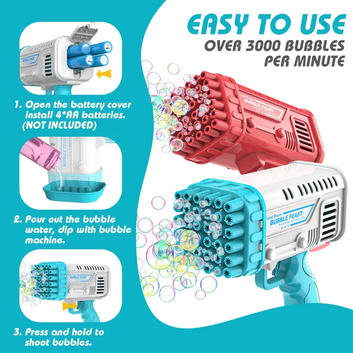 2 in 1 Bazooka Bubble Gun for Kids – Automatic Bubble Blower Toy with Colorful Bubbles (Random Color) view 3