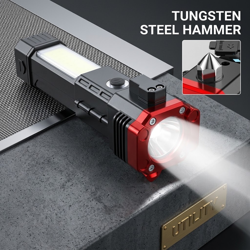 3-in-1 Multi-functional Car Emergency Safety Tool (Hammer, Power Bank, Flashlight) view 3