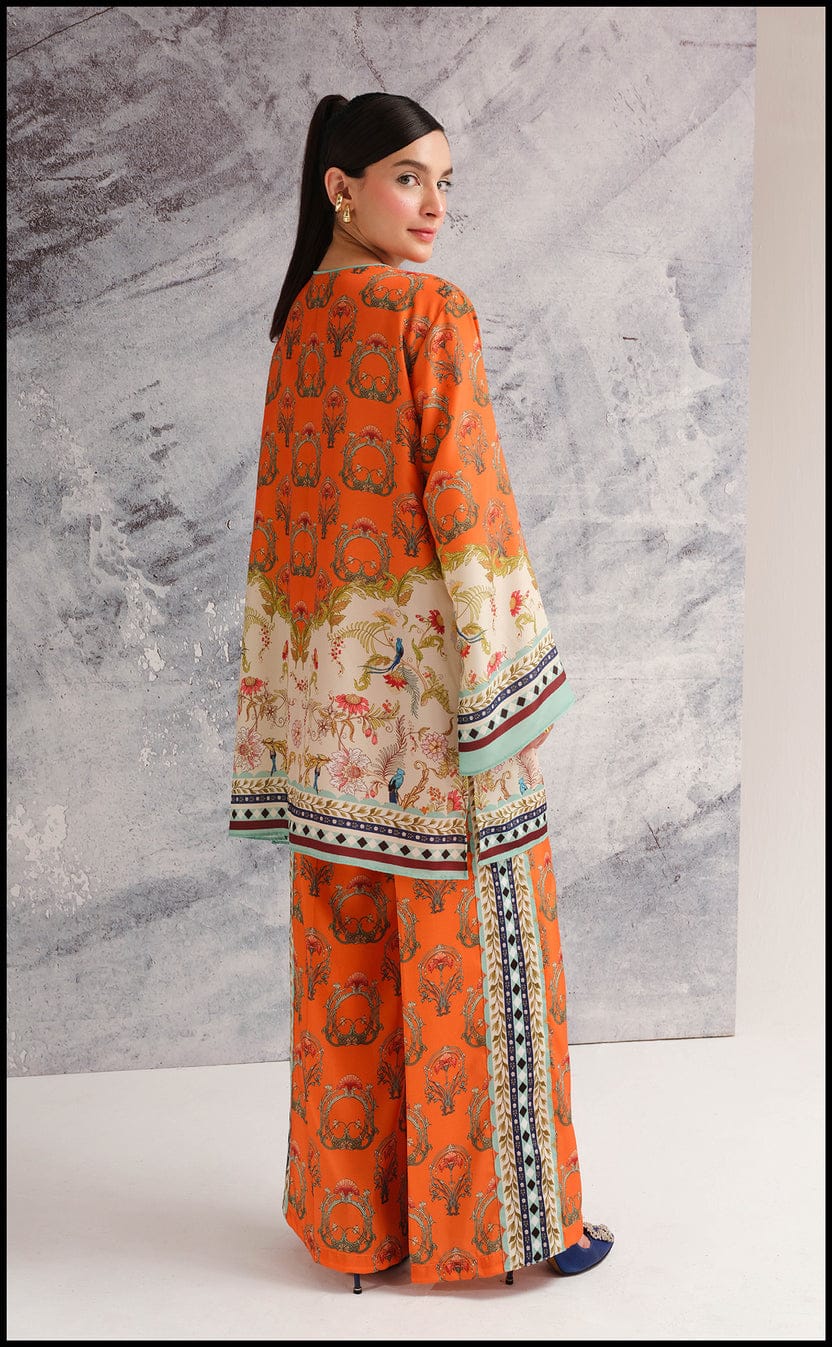 Orange Digital Printed Swiss Lawn Co-ord Set view 2