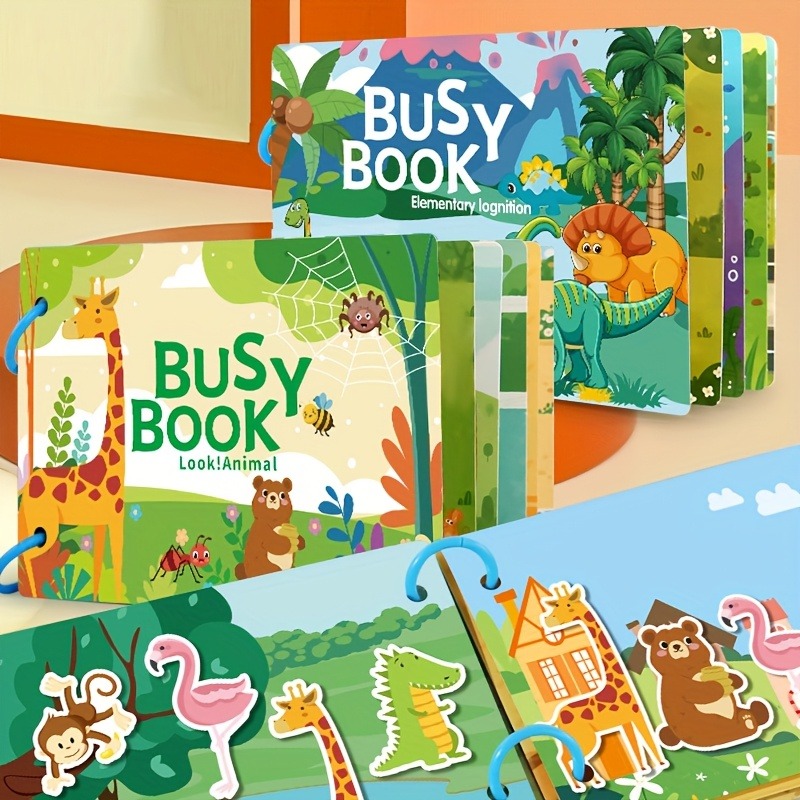 Preschool Busy Book for Kids 3+ | Reusable Learning Stickers, ABC Alphabet Book, Animal Shapes Matching, Vocabulary Building & Kindergarten Educational Activities view 3