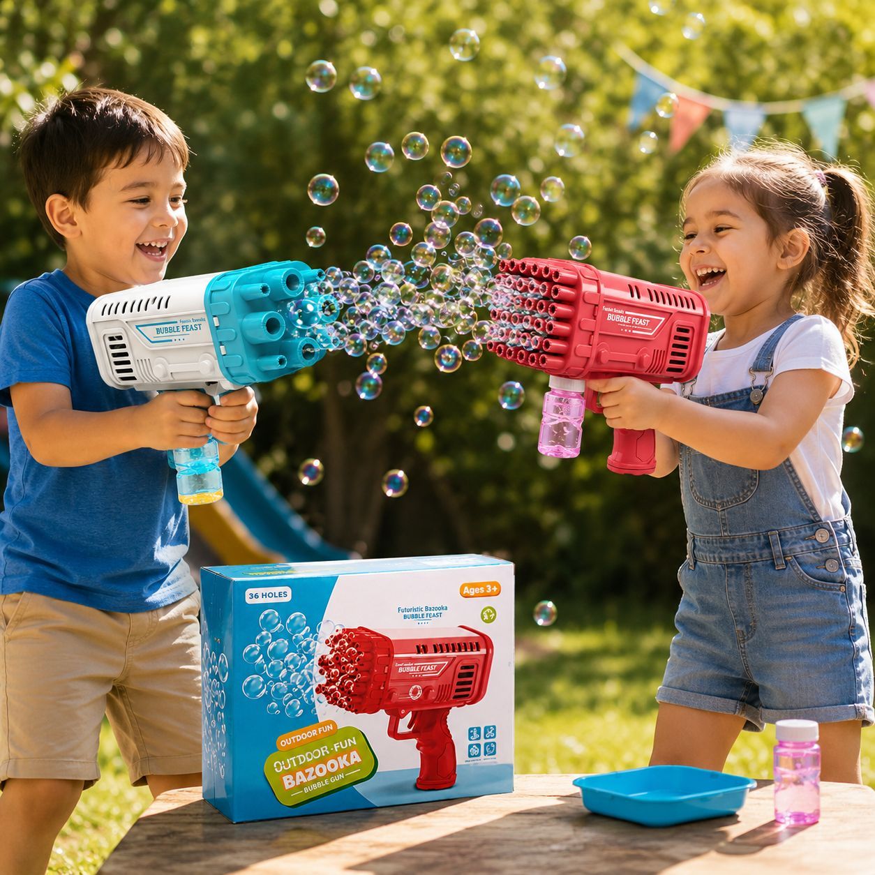 2 in 1 Bazooka Bubble Gun for Kids – Automatic Bubble Blower Toy with Colorful Bubbles (Random Color) view 2