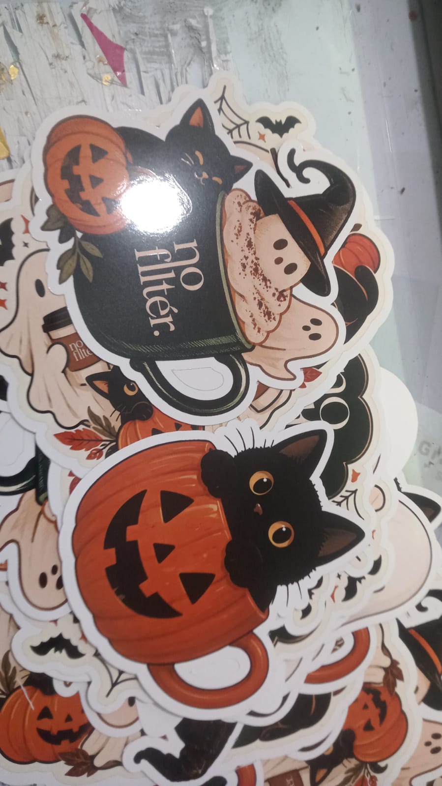 Halloween No Filter Ghost & Cat Stickers view 3