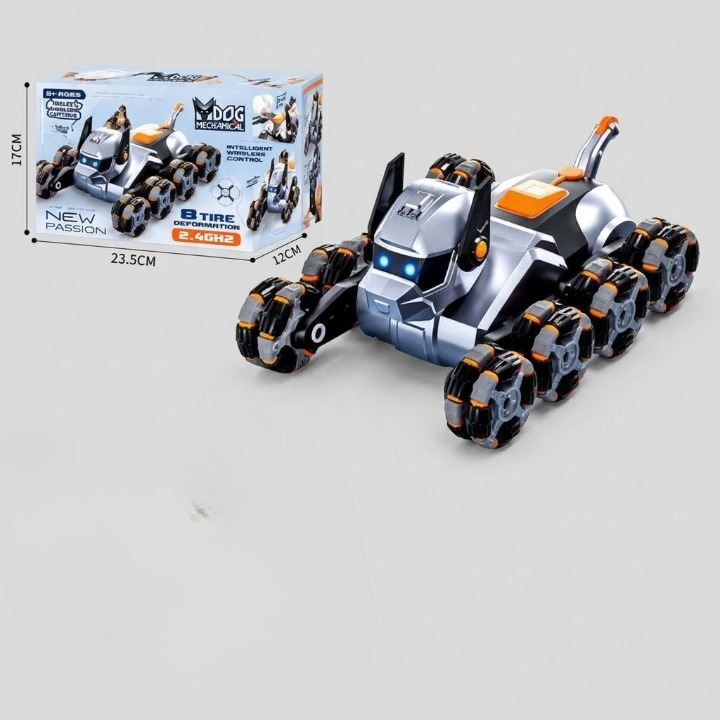 DOG Mechanical RC Stunt Car – 8 Tire Deformation, 360° Rotation, 2.4GHz Wireless Remote Control, Drift & Stunt Flip, LED Lights, Tail Spray Function view 5