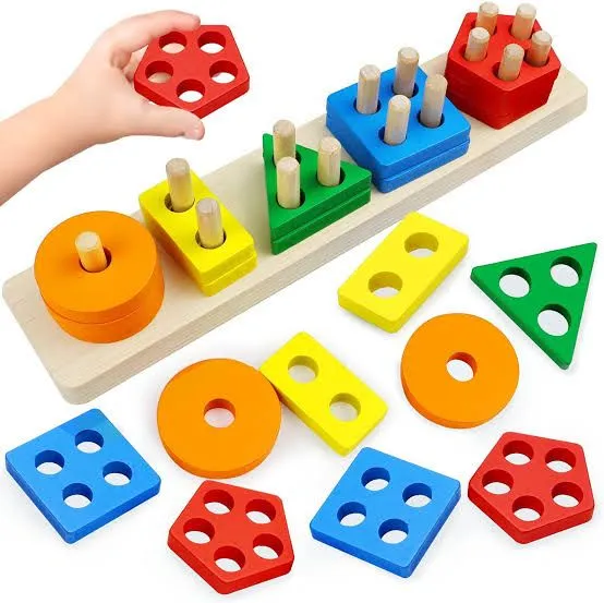 Wooden Color & Shape Sorter Toy for Kids – Educational Shape Matching & Learning Puzzle Stacking Toy view 2