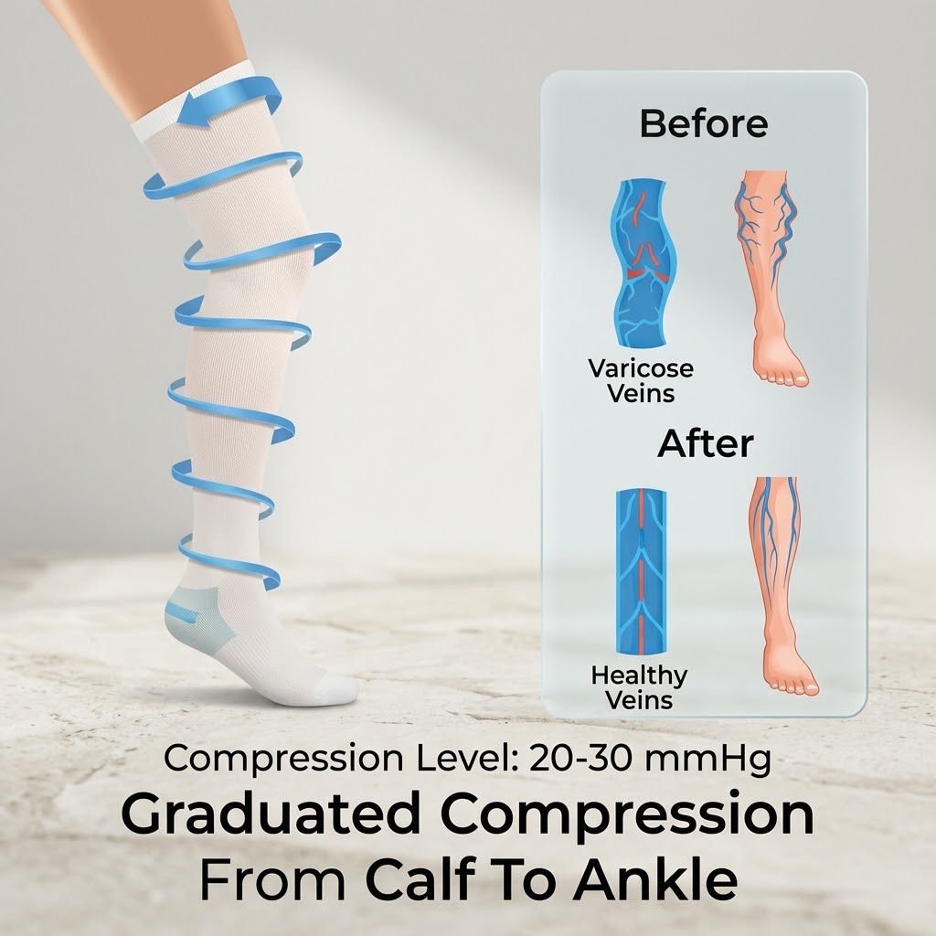 4K Medical Grade Mid Thigh Compression Stockings – Anti-Embolism Unisex Support Socks view 2