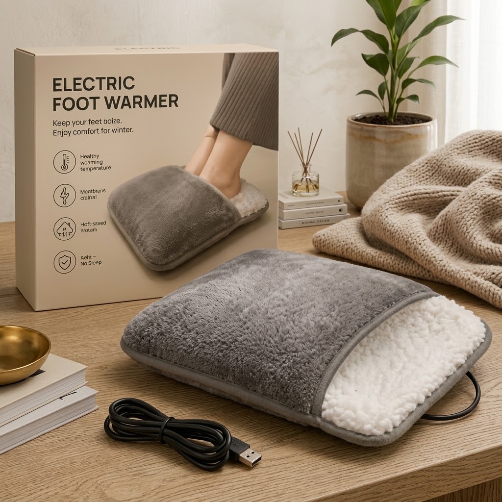 Electric Foot Heating Pad USB Charging Soft Plush Washable Foot Warmer Heater view 4
