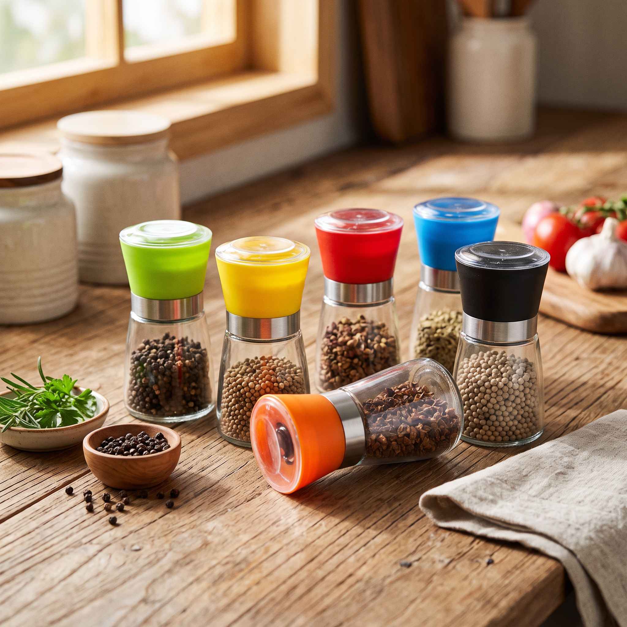 Manual Glass Pepper and Salt Grinder - Random Color