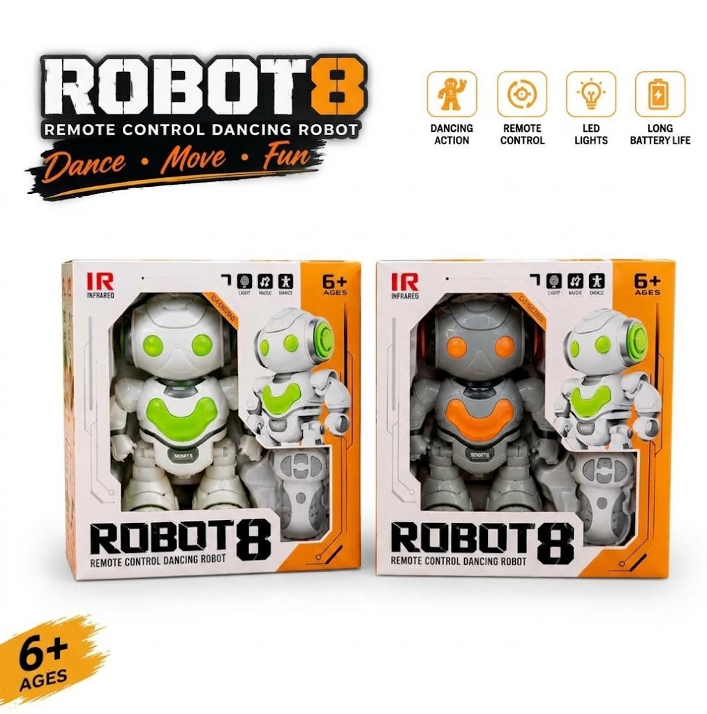 Robot 8 Remote Control Dancing Robot Toy With LED Lights, Music And Long Battery Life For Kids Ages 6+ (Random Color) view 3