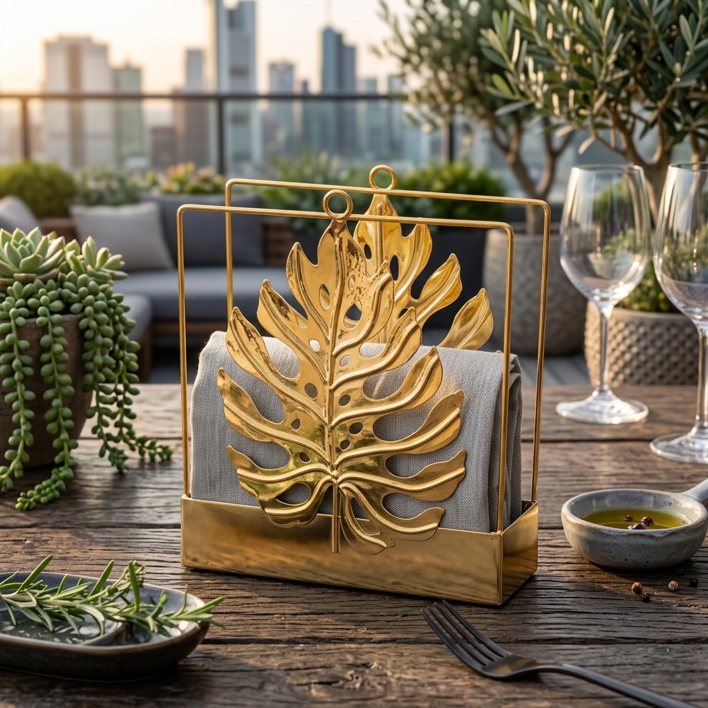 Gold Leaf Design Napkin Holder KD-1083 view 2