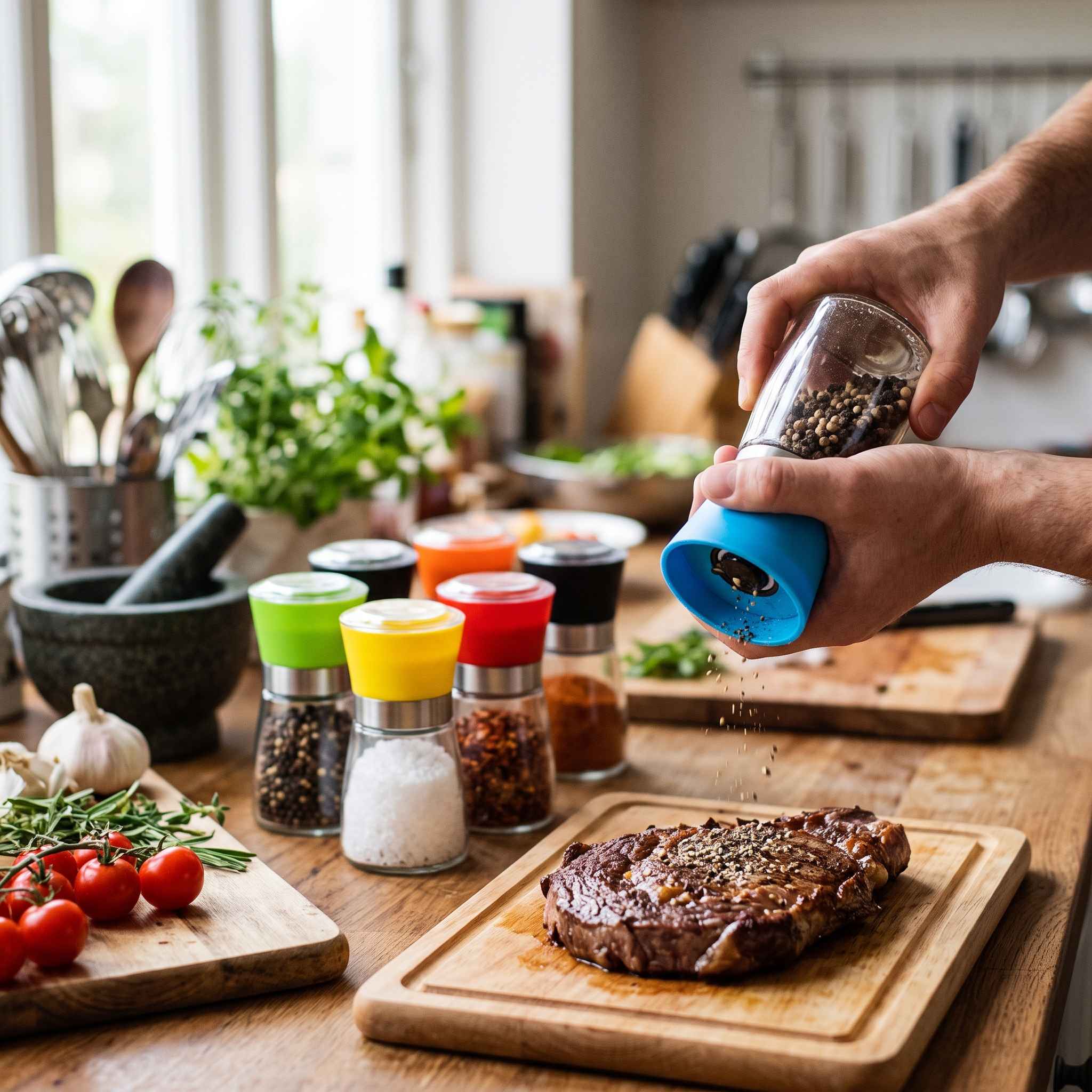 Manual Glass Pepper and Salt Grinder - Random Color view 2