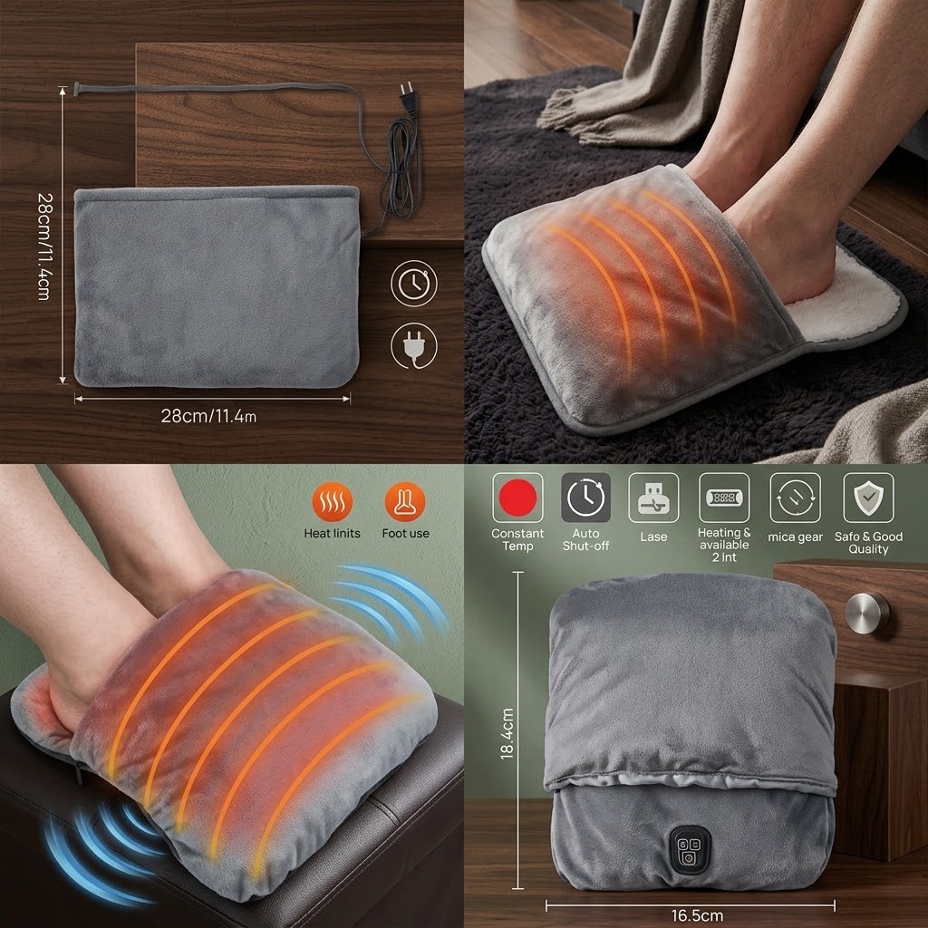 Electric Foot Heating Pad USB Charging Soft Plush Washable Foot Warmer Heater view 2