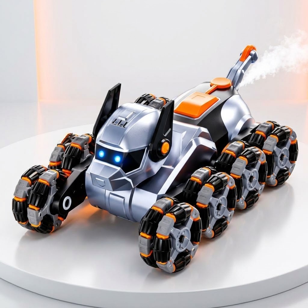DOG Mechanical RC Stunt Car – 8 Tire Deformation, 360° Rotation, 2.4GHz Wireless Remote Control, Drift & Stunt Flip, LED Lights, Tail Spray Function view 3