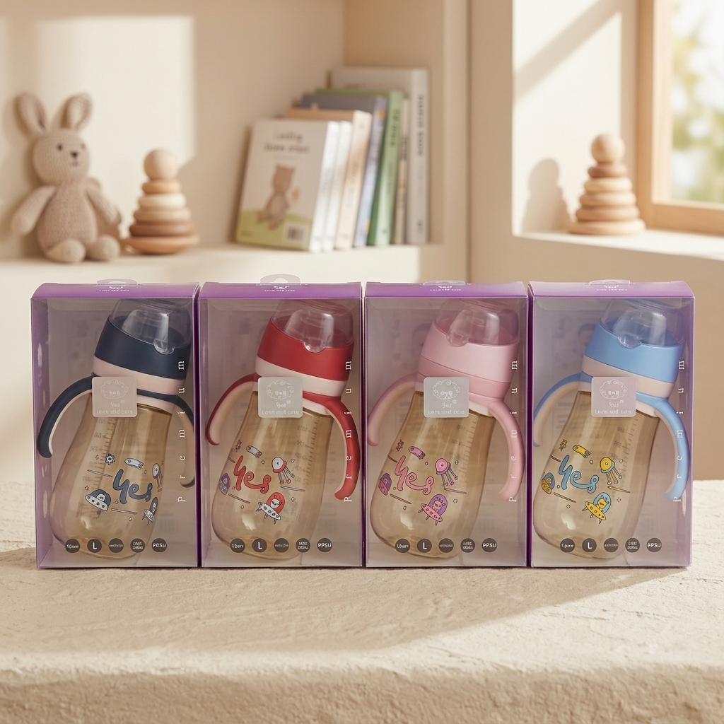 300mL Premium PPSU Baby Feeding Bottle with Handles & Anti-Colic Nipple- wide neck | Random Color view 2