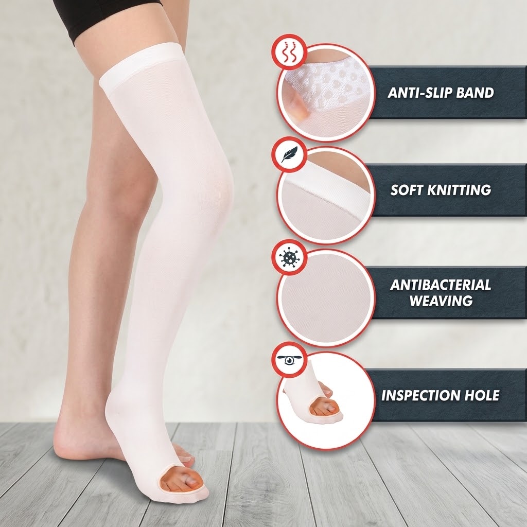 4K Medical Grade Mid Thigh Compression Stockings – Anti-Embolism Unisex Support Socks