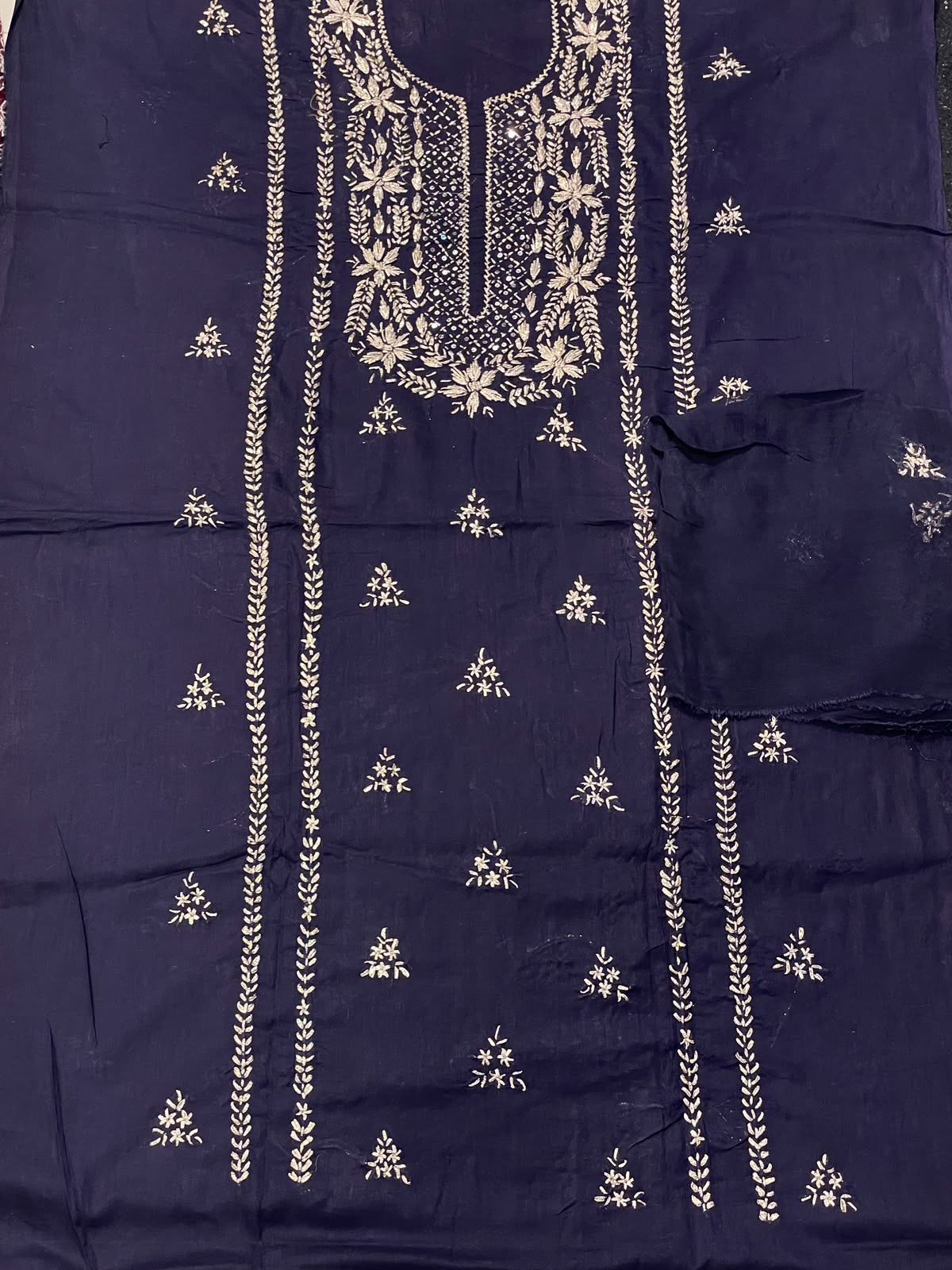 Handmade Silver Gota Work Lawn 3pc Suit With Chiffon Dupatta Fashion Apparel For Women's view 5
