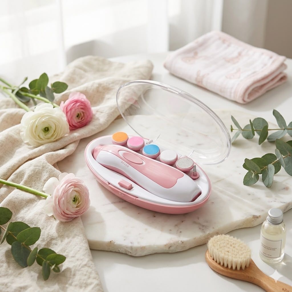 Premium 6-in-1 Baby Electric Nail Trimmer Kit – Safe, Silent & Gentle Automatic Nail Clipper for Newborns, Toddlers & Adults (Random Color) view 3