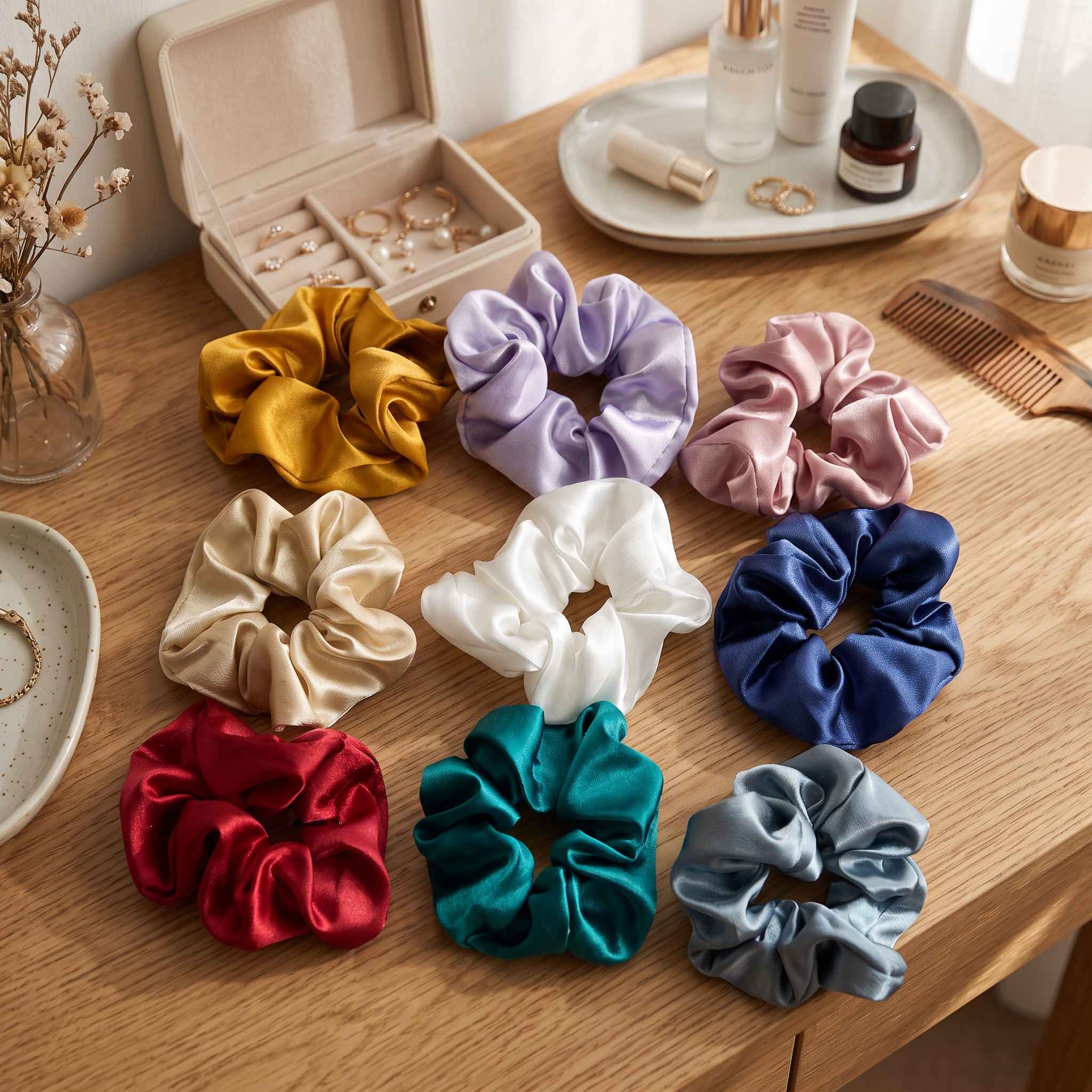 Satin Scrunchies for Women & Girls - Random Colors