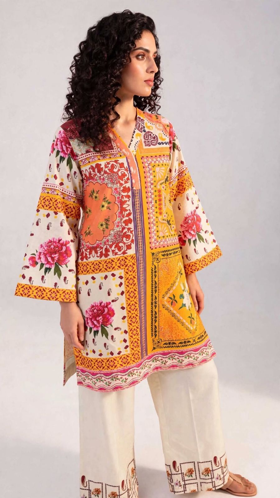Women’s 2-Piece Pret Stitched Co-Ord Set/Kameez Shalwar Lawn Fabric view 4