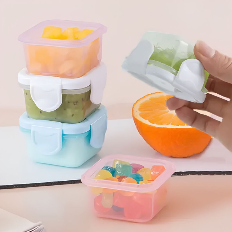 4PCS Mini Food Storage Container Set – Multipurpose Airtight Kitchen Organizer Boxes with Clip Lids - Random Color