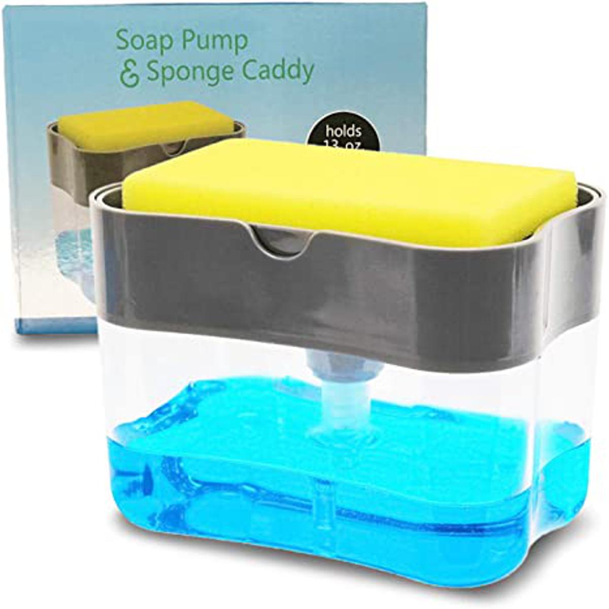 2-in-1 Soap Dispenser | Liquid Soap Pump With Sponge | Candy Soap & Sponge Holder Pump For Kitchen view 2