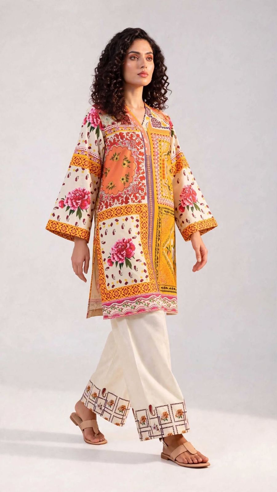 Women’s 2-Piece Pret Stitched Co-Ord Set/Kameez Shalwar Lawn Fabric view 2
