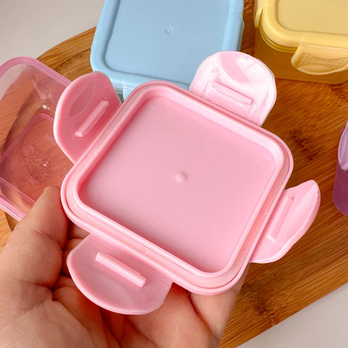 4PCS Mini Food Storage Container Set – Multipurpose Airtight Kitchen Organizer Boxes with Clip Lids - Random Color view 2