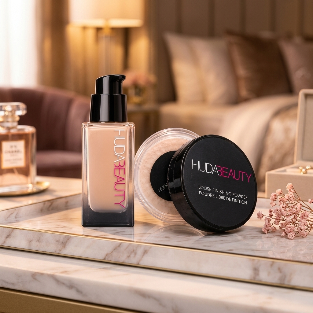 Huda Beauty 2 In 1 Makeup Deal Foundation And Loose Finishing Powder - Ivory