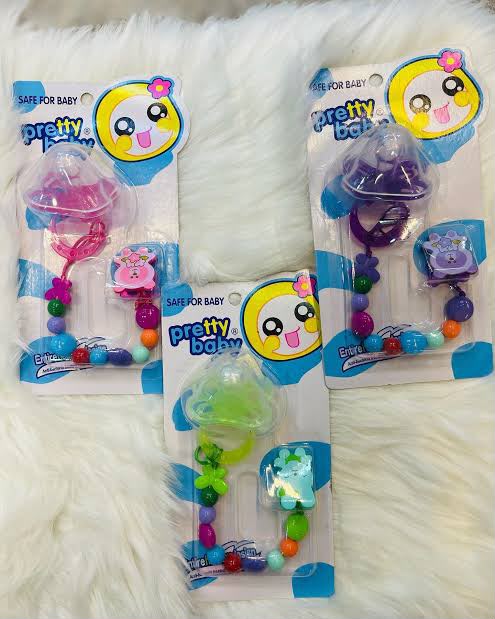 Adorable Baby Pacifier with Colorful Beaded Pacifier Chain & Safety Clip | Soft Round Silicone Soother Teether for Infants view 4
