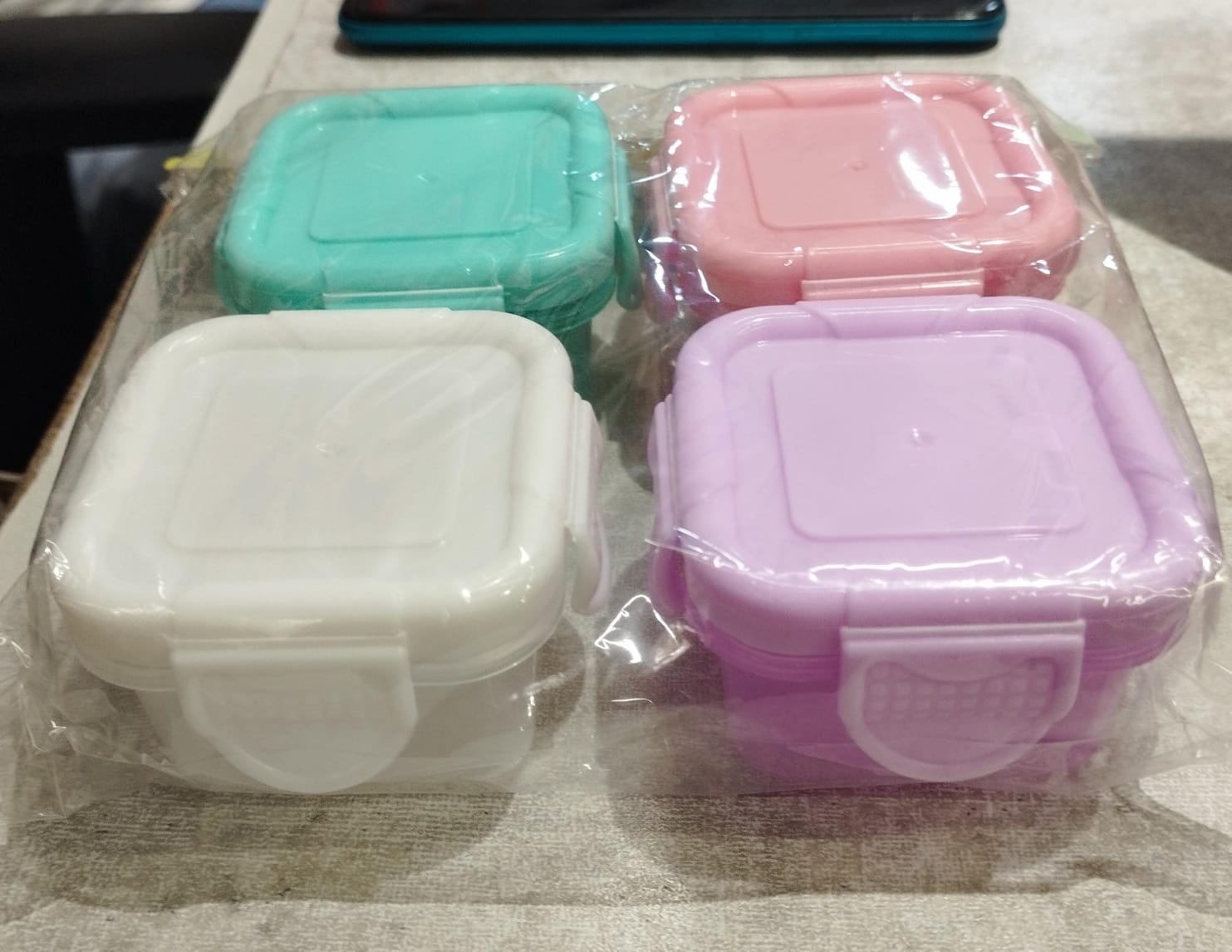 4PCS Mini Food Storage Container Set – Multipurpose Airtight Kitchen Organizer Boxes with Clip Lids - Random Color view 4