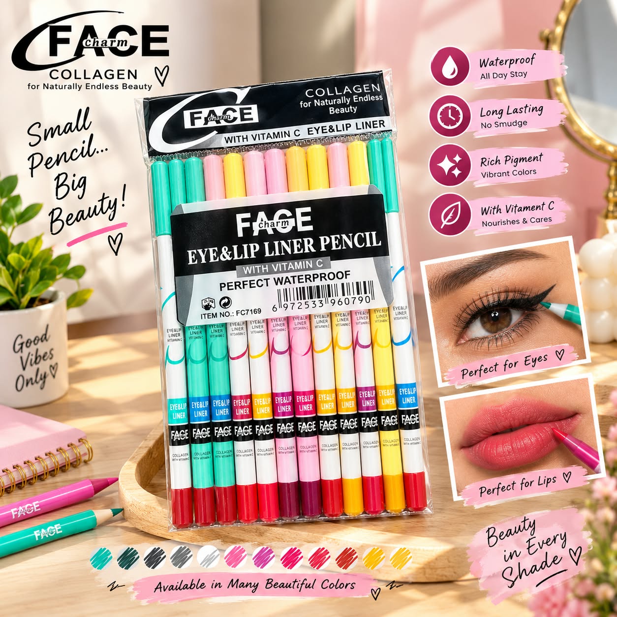 Face Charm Eye And Lip Liner Pencil Precision Beauty Makeup Cosmetic
