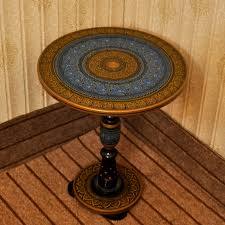 Handmade Wooden Naqshi Art Round Table - 18 inches view 2