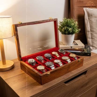 Premium Wooden Carved Watch Box - 10 Slots view 3