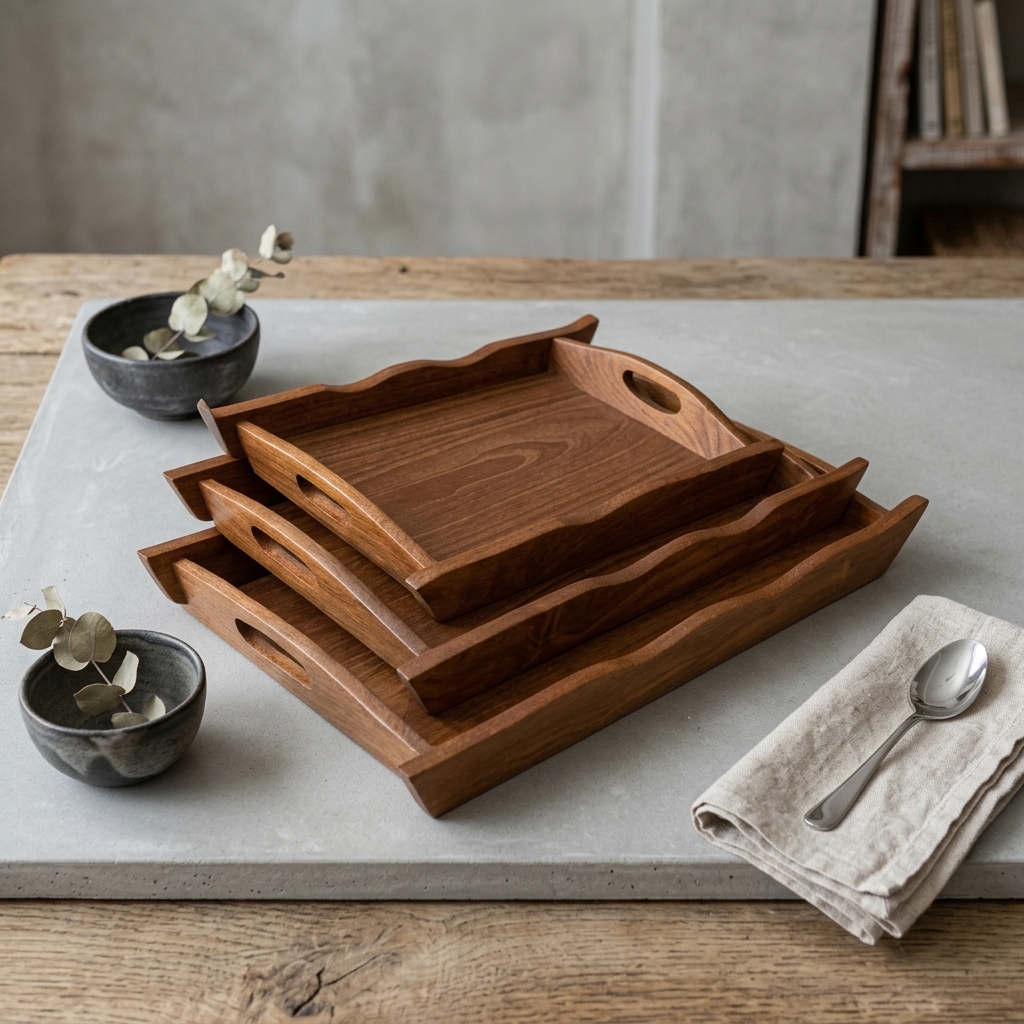Classic Wooden Tray Set of 3 view 4