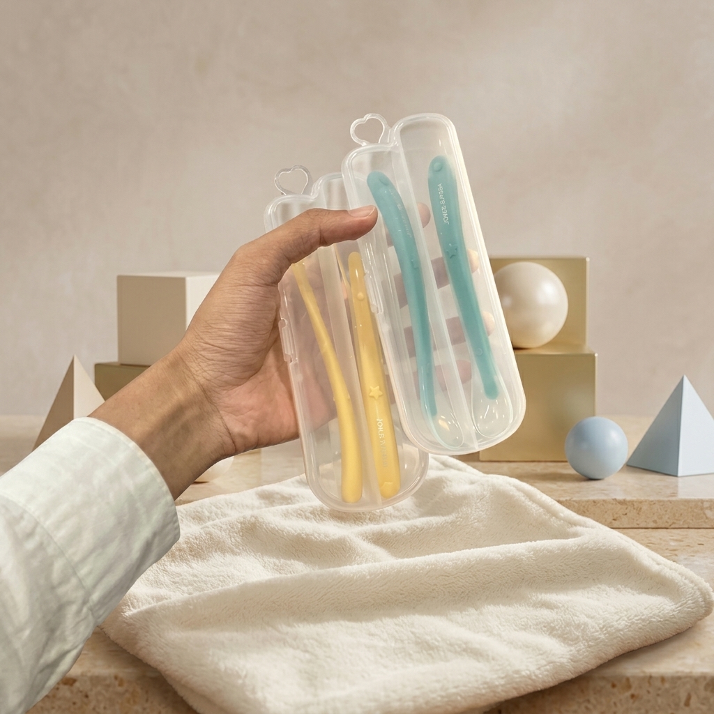 Baby Silicone Feeding Spoon Set with Hygienic Storage Box | Ultra-Soft Non-Toxic Self Feeding Toddler Utensils - Random Color view 2
