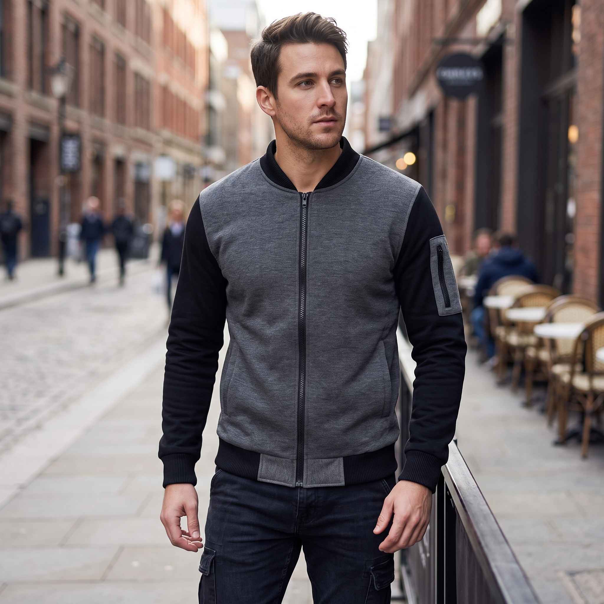 Men's Winter Zipper Jacket - Charcoal Grey