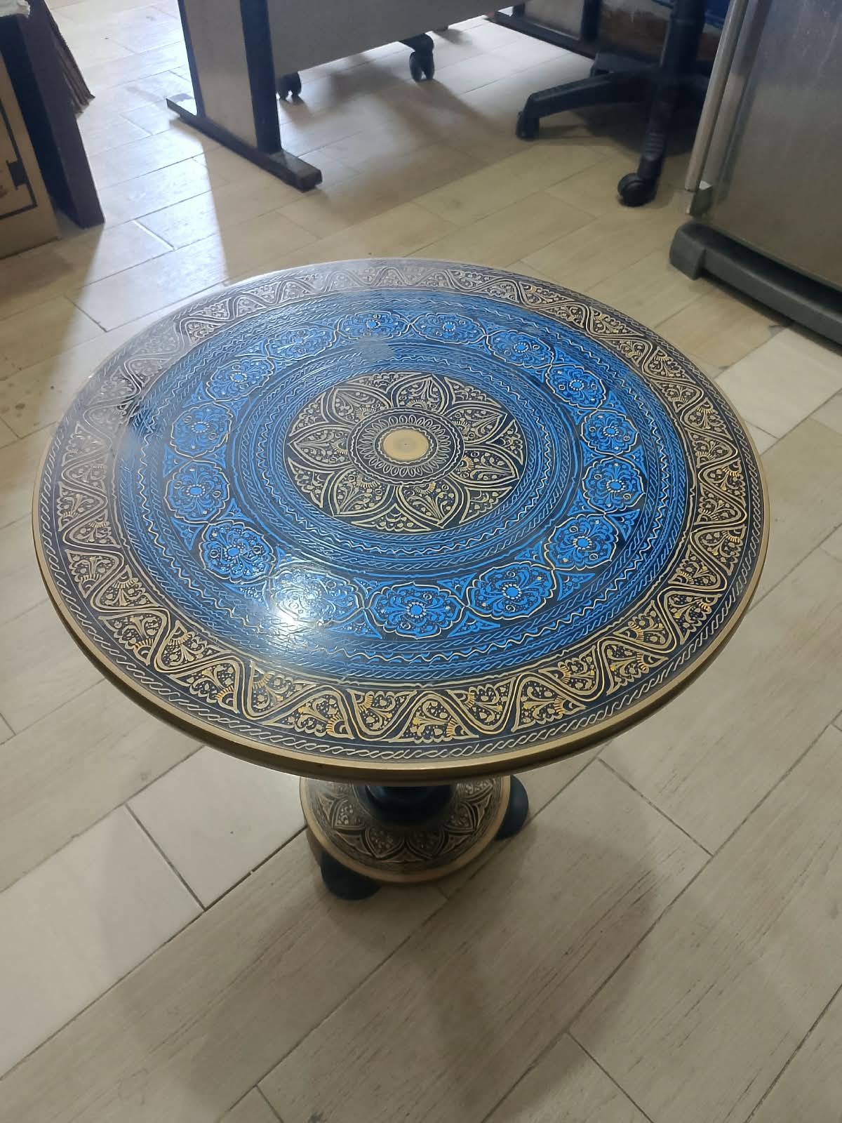 Handmade Wooden Naqshi Art Round Table - 18 inches view 5