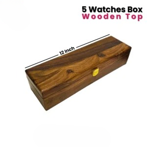 Wooden Watch Box - 5 Slots with Wooden Top view 3