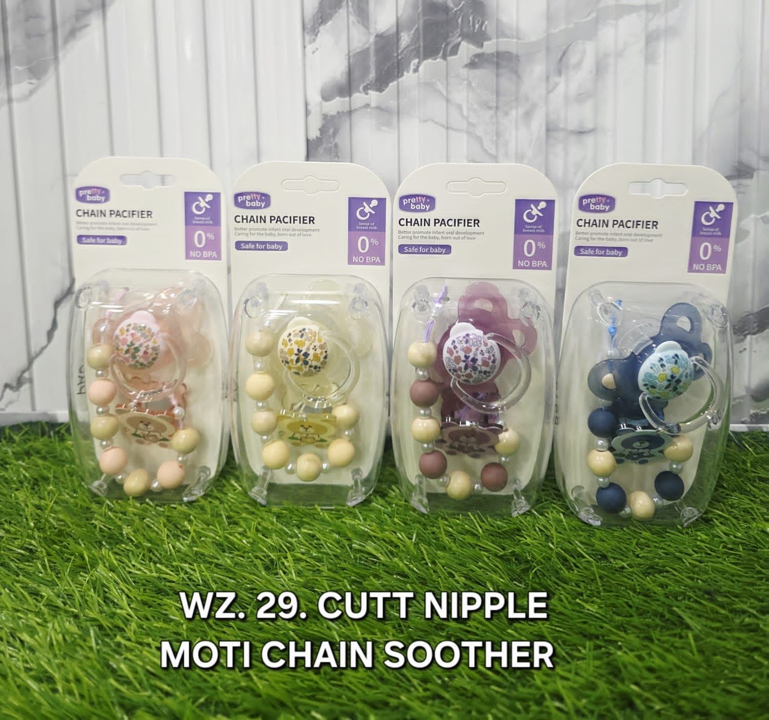 Luxury BPA Free Baby Pacifier & Chain Clip Set | Soft Silicone Newborn Soother with Cute Bear Pendant | Baby Gift Collection-Random color view 4