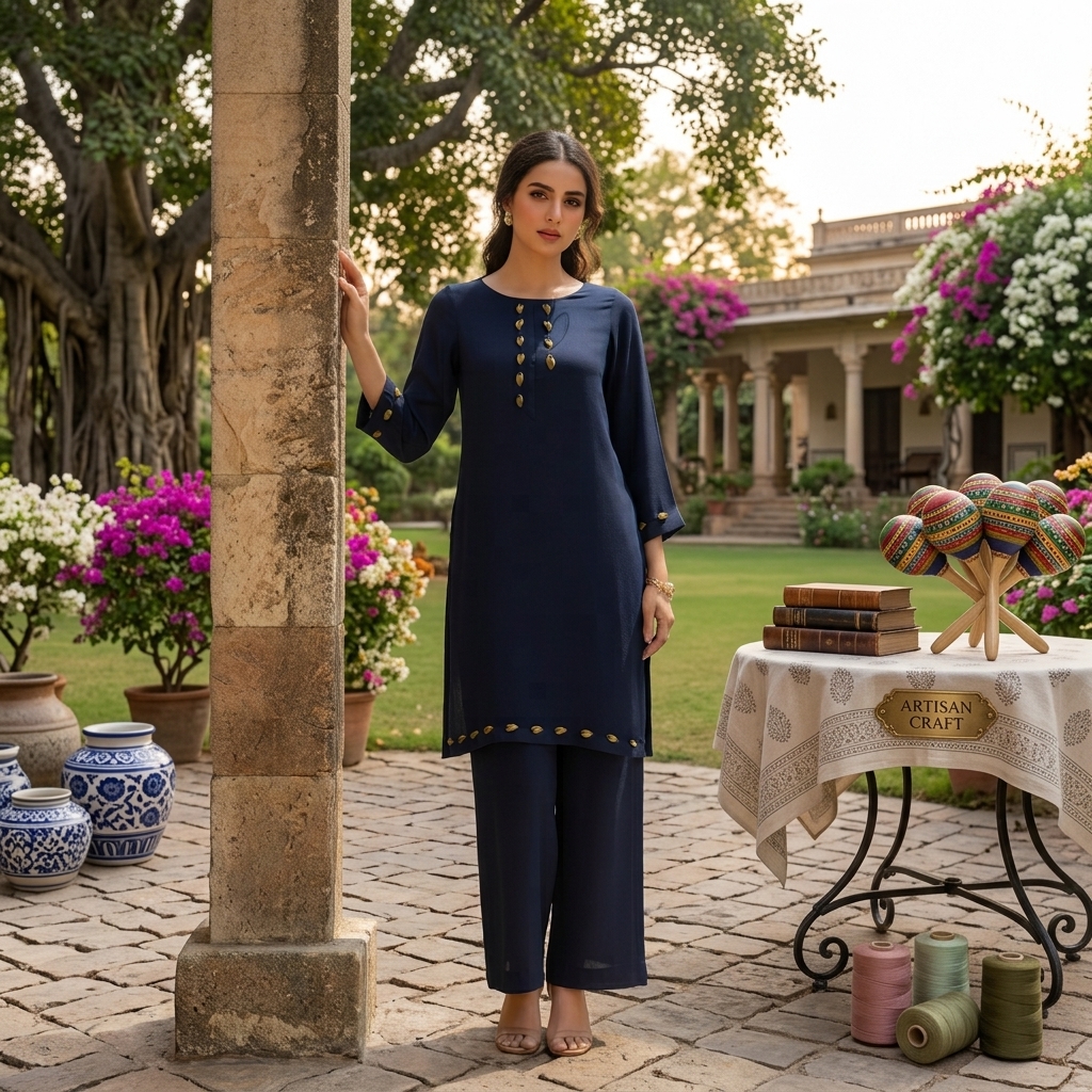 TT - BE-0004 Blue Suit Chiffon Cloth New Collection view 3