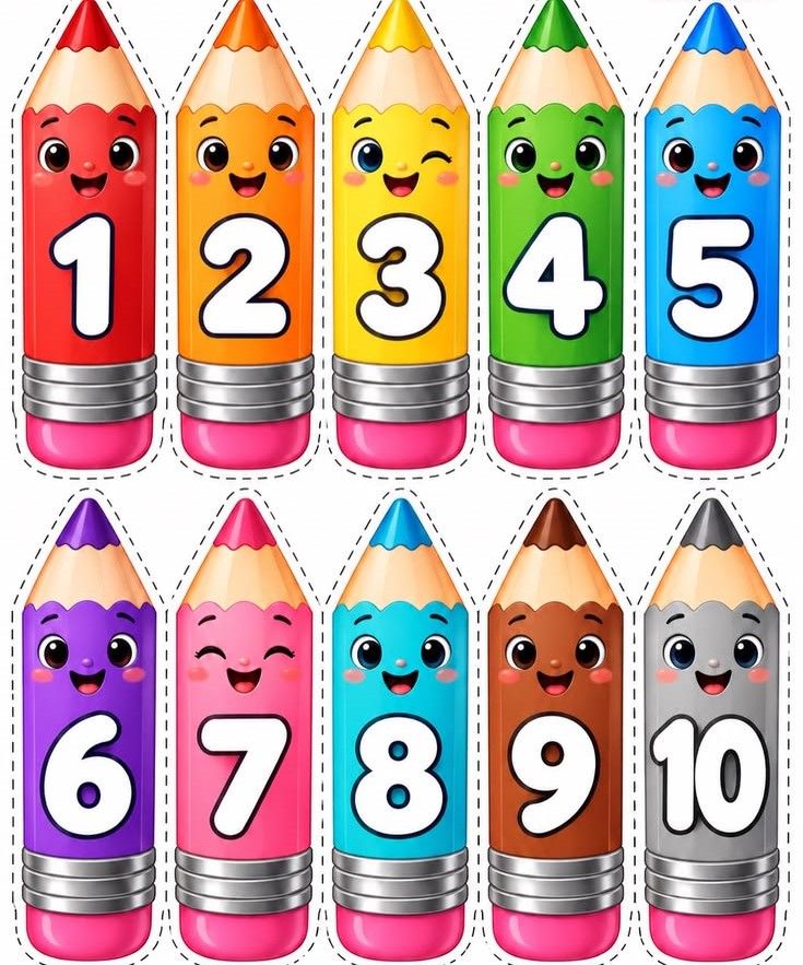 Kids Educational Number Learning Pencil Stickers
