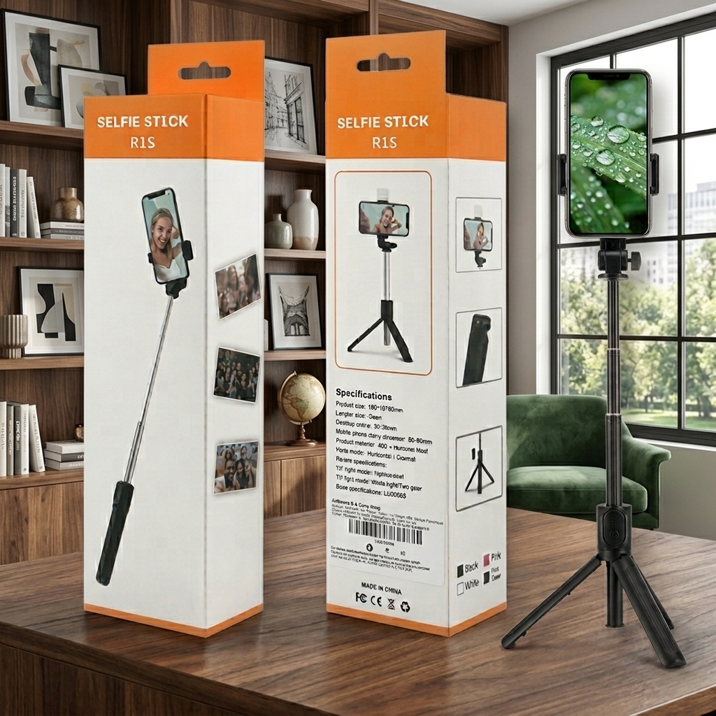 R15 Bluetooth Selfie Stick with Flash Light - Adjustable Tripod view 3