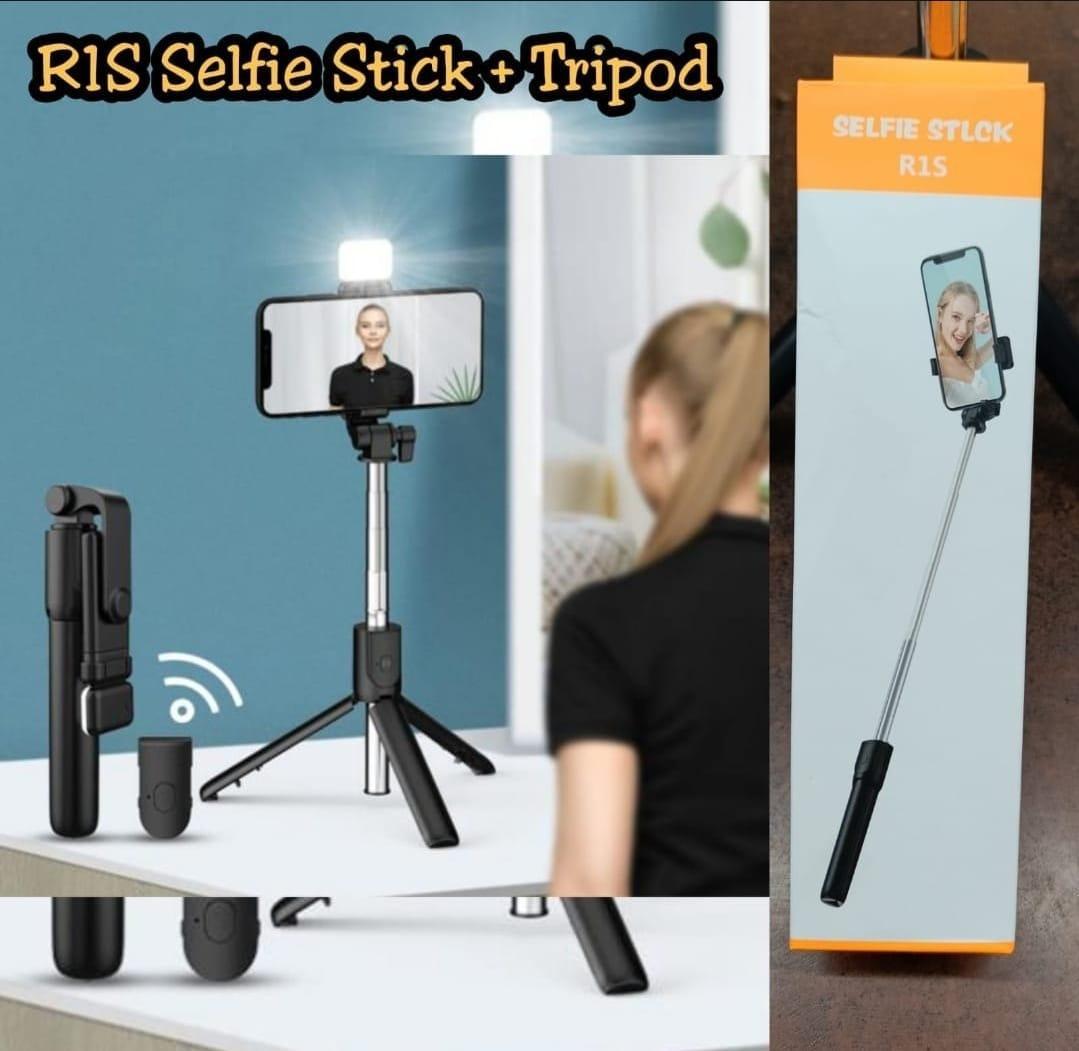R1S Premium 3-in-1 Extendable Selfie Stick Tripod with Wireless Bluetooth Remote – Portable Phone Stand for TikTok, Vlogging, Live Streaming & Group Selfies | Universal iPhone & Android Holder view 3