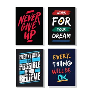 Motivational Quotes MDF Wall Art Frames Set of 4 (Elegant Design)