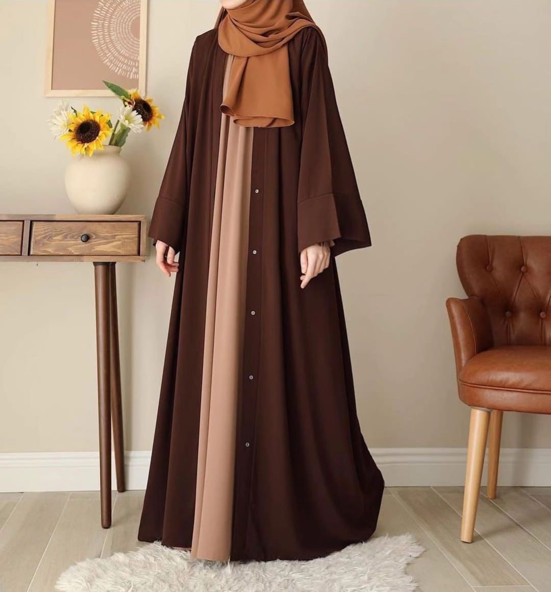 Chocolaty Abaya With Inner & Stoller - China Georgette view 2