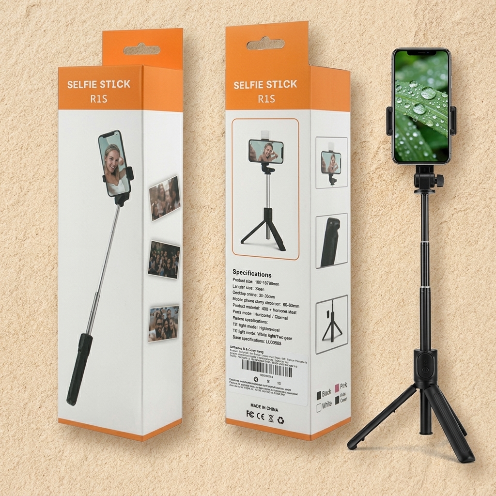 R15 Bluetooth Selfie Stick with Flash Light - Adjustable Tripod view 2