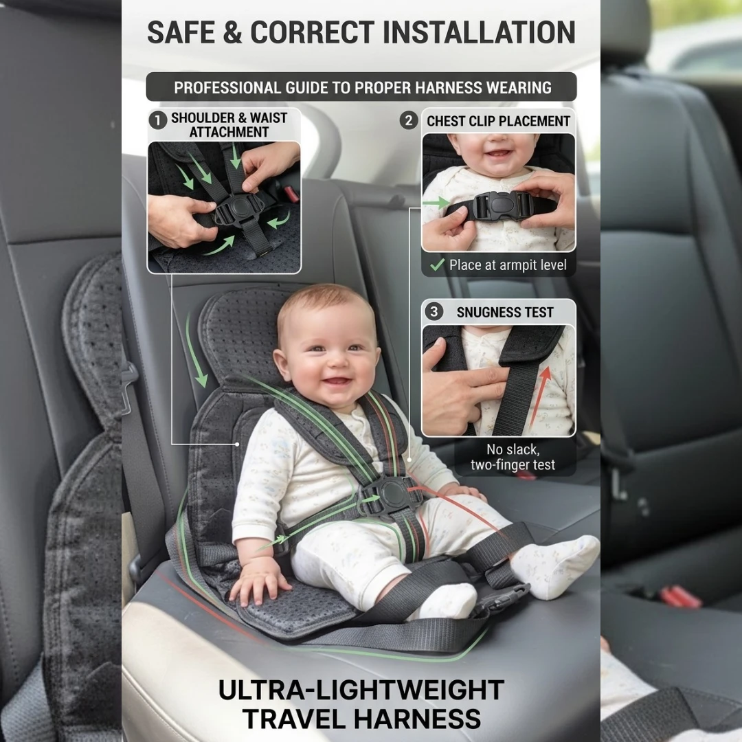 Compact Travel Safety Belt Harness for Baby Car Seats view 2