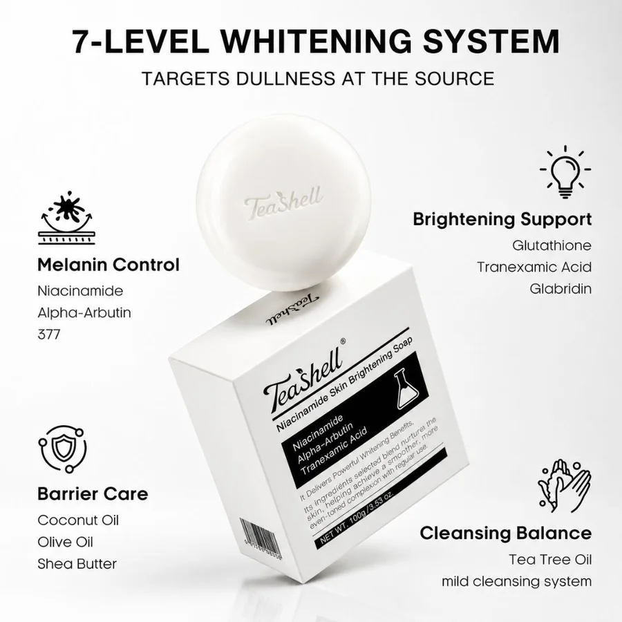 Teashell Niacinamide Skin Brightening Soap - Cleansing Bar Formulated For Daily Skincare Routine And Bright Complexion view 2