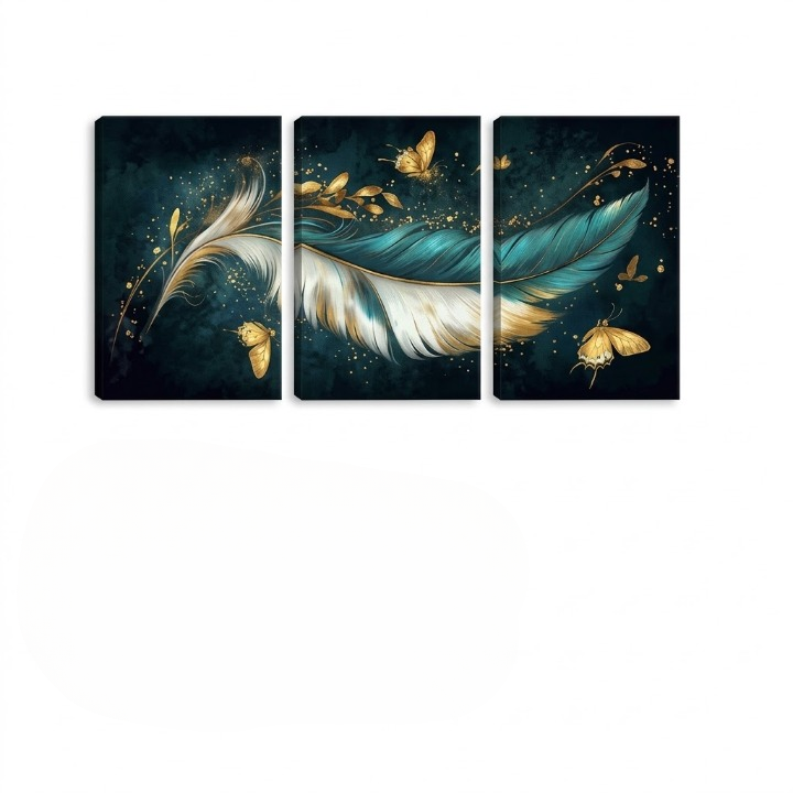 Artistic Feather & Butterflies MDF Wall Frames - Set of 3
