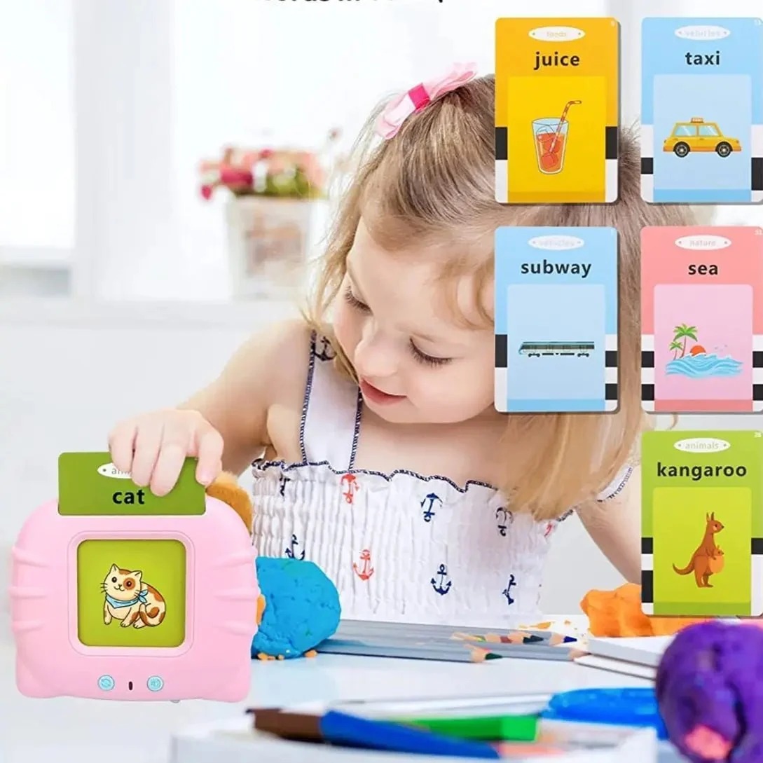 Talking Flash Card Reader for Kids with 112 Cards | Interactive English Learning & Educational Toy for Toddlers | Random Color view 2