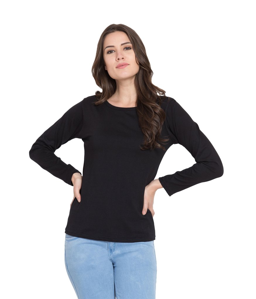 Basic Round Neck Full Sleeve T-Shirt for Women